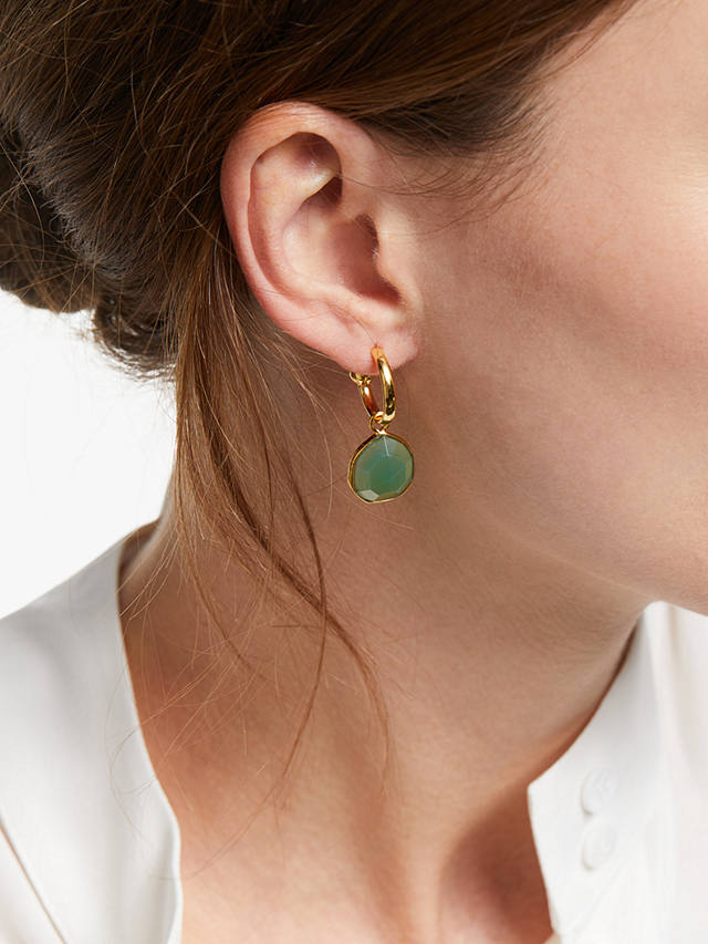 John Lewis Gemstones Huggie Hoop Earrings, Green Agate