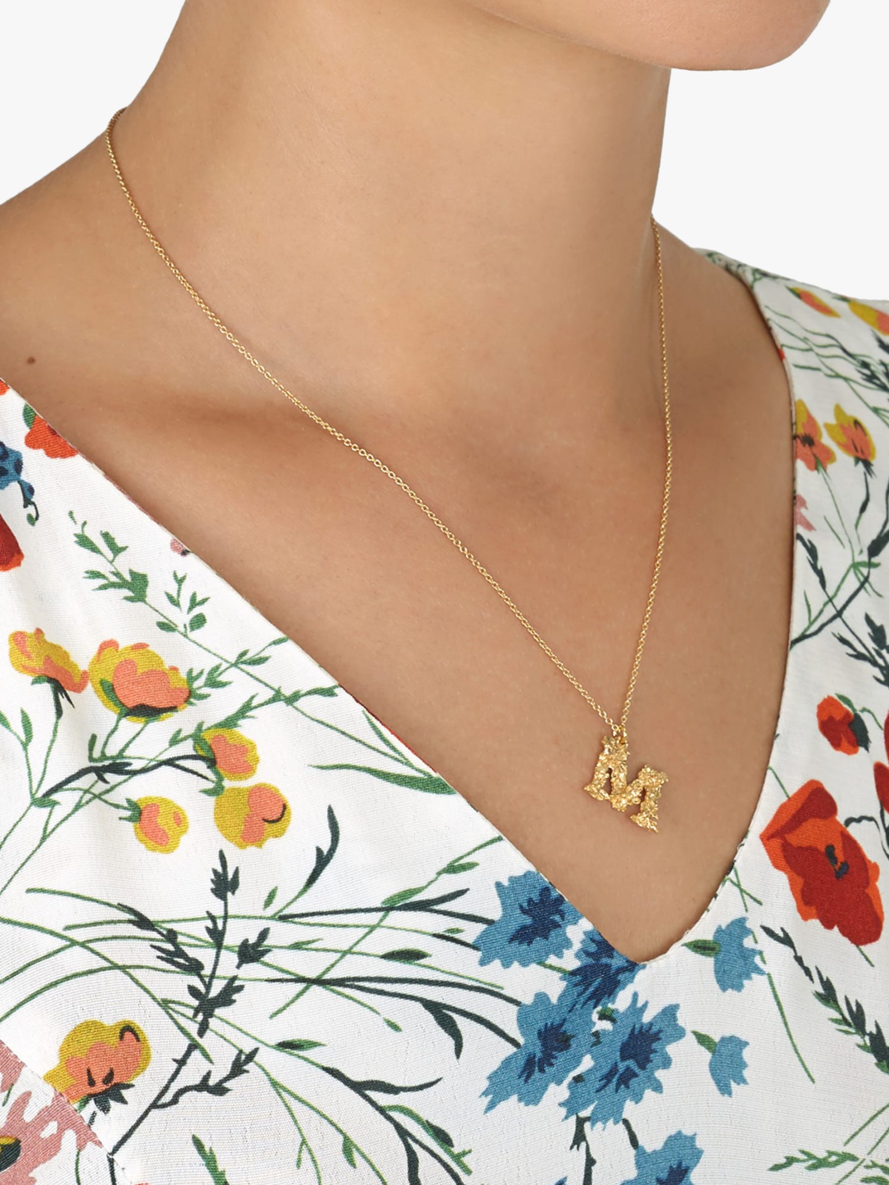 Gold floral initial deals necklace