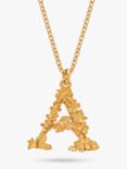Alex Monroe 22ct Gold Plated Sterling Silver Floral Initial Pendant Necklace, Gold