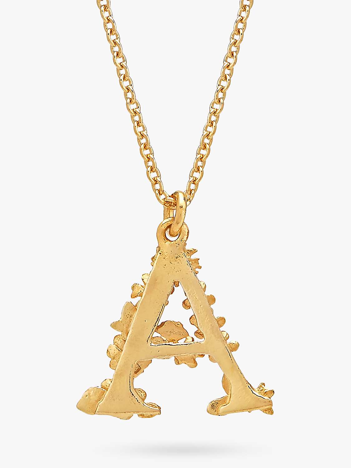 Buy Alex Monroe 22ct Gold Plated Sterling Silver Floral Initial Pendant Necklace, Gold Online at johnlewis.com