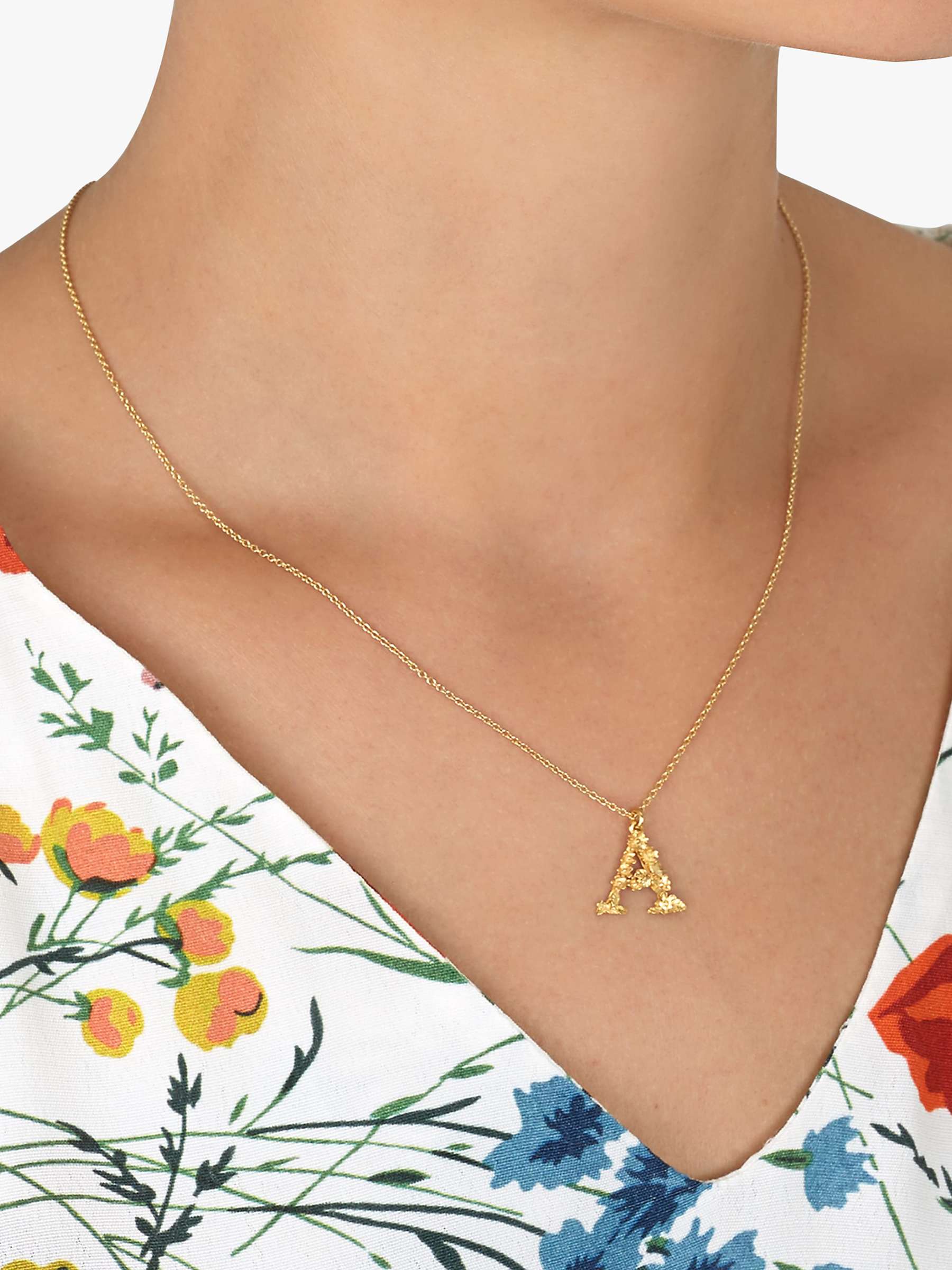 Buy Alex Monroe 22ct Gold Plated Sterling Silver Floral Initial Pendant Necklace, Gold Online at johnlewis.com