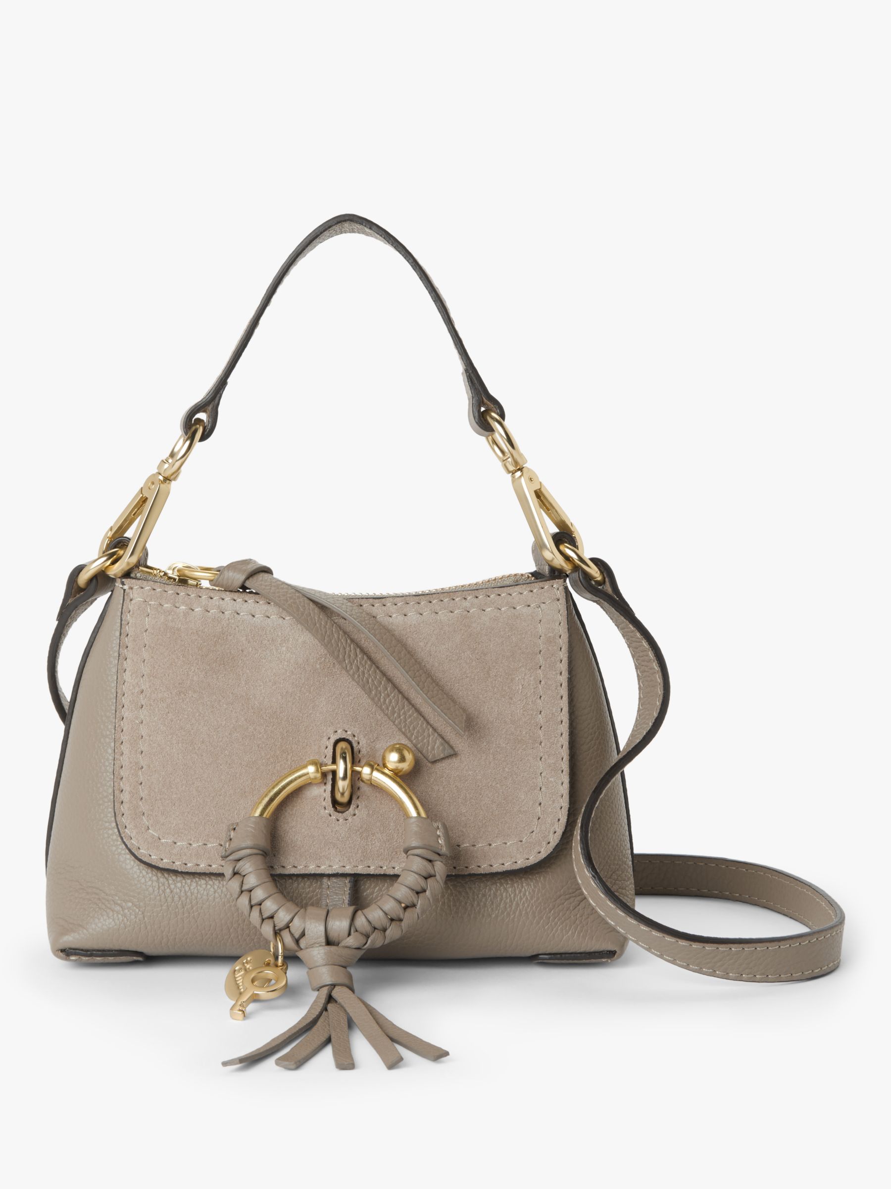 See By Chloé Joan Leather Suede Mini Satchel Bag, Motty Grey at John ...