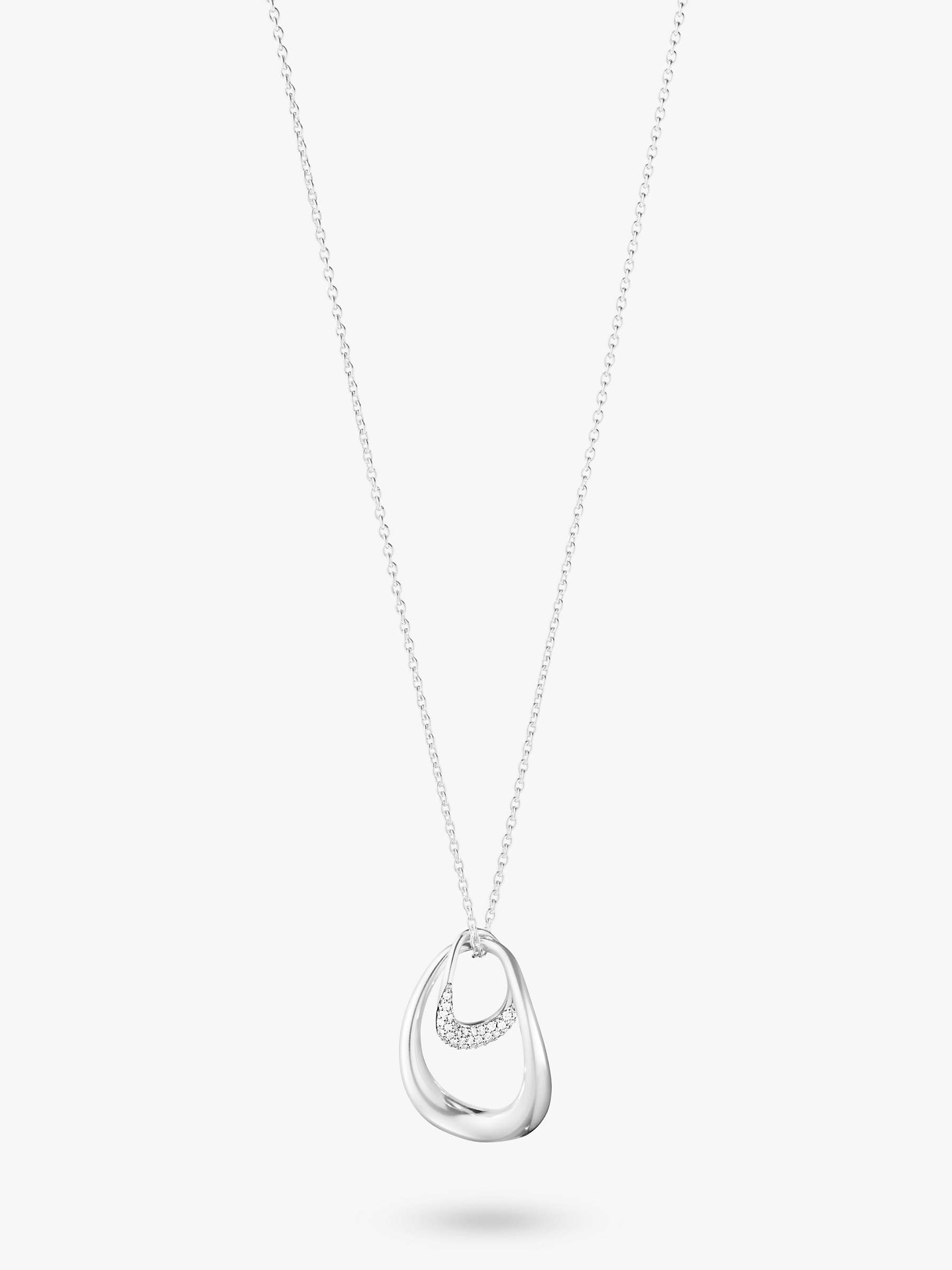 Buy Georg Jensen Offspring Diamond Pave Pendant Necklace, Silver Online at johnlewis.com