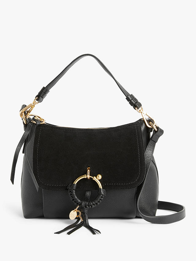 See By Chloé Joan Suede Leather Small Satchel Bag, Black 