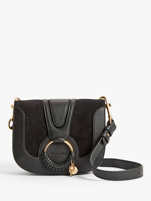 See By Chloé Small Hana Suede Leather Satchel Bag, Black at John Lewis ...