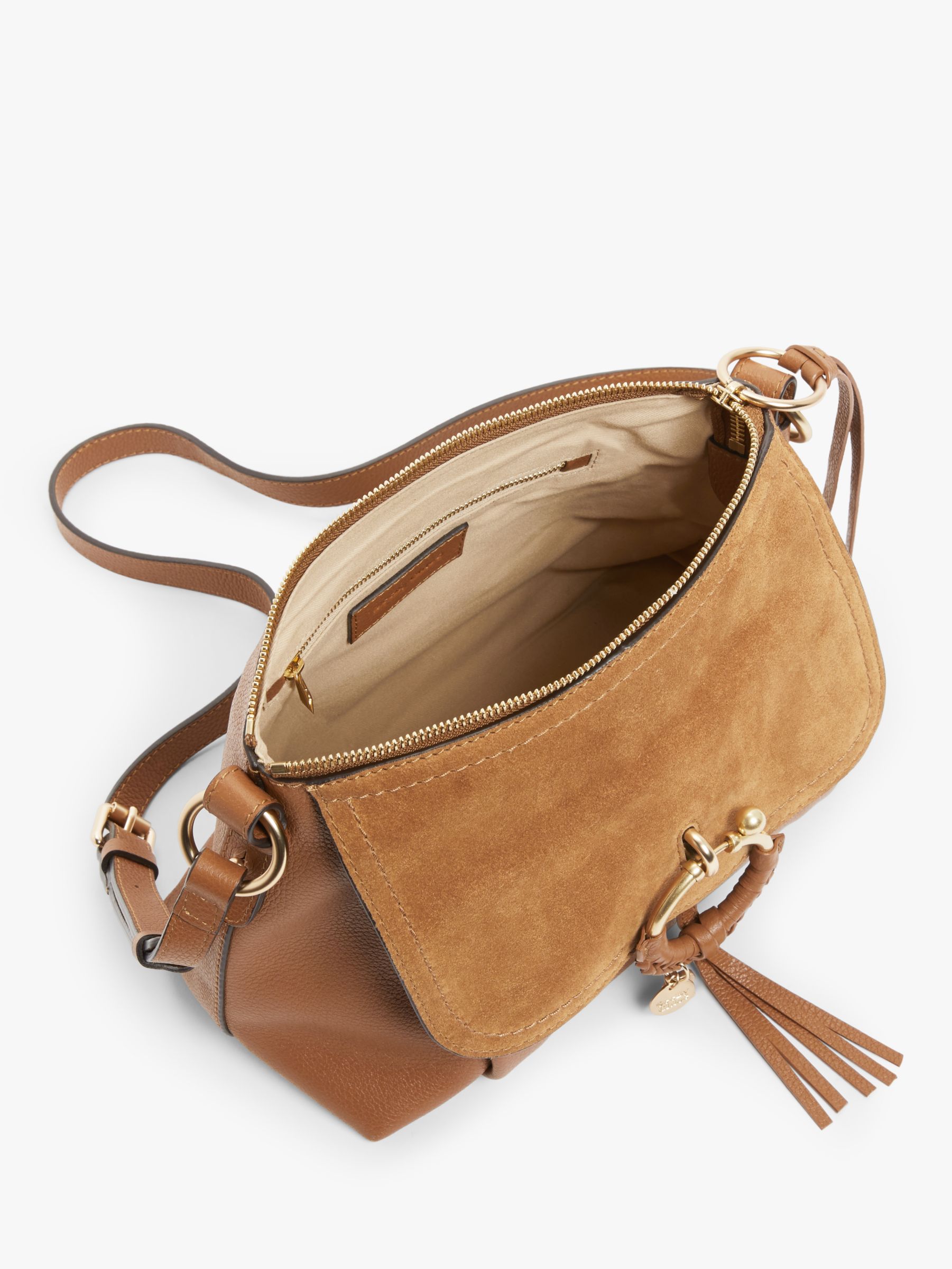 Buy See By Chloé Joan Suede Leather Small Satchel Bag, Caramello Online at johnlewis.com