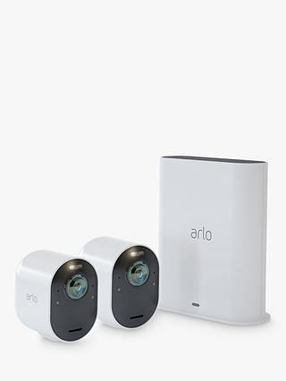 Arlo Ultra Wireless Smart Security System with Two 4K HDR Indoor or Outdoor Cameras, White