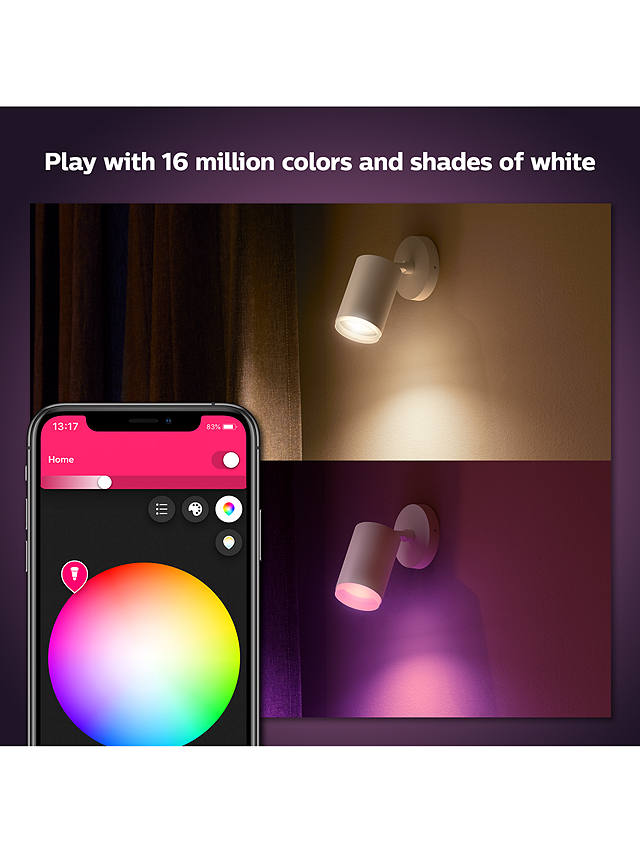 Philips Hue White and Colour Ambiance Fugato LED Smart Single Spotlight, White