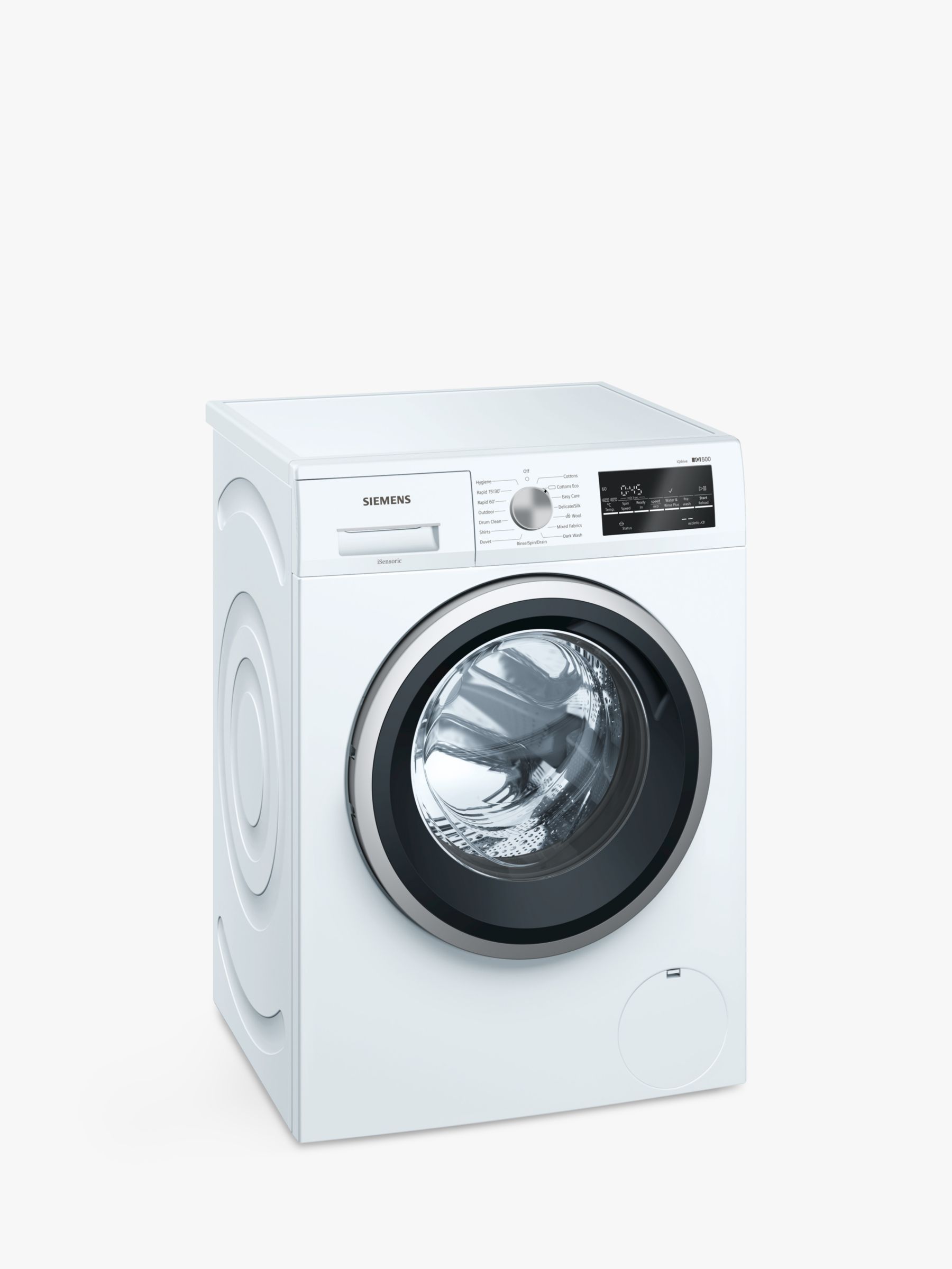kloof snap Ver weg Siemens iQ500 WM14T488GB Freestanding Washing Machine, 8kg Load, 1400rpm  Spin, White