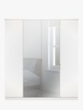 John Lewis Elstra 200cm Mirrored 4 Hinged Doors Wardrobe, Matt White/Mirror