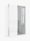 John Lewis Elstra 150cm Wardrobe Mirrored Sliding Door, Off White/Mirror