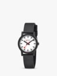 Mondaine MS1.32110.RB Unisex Essence Rubber Strap Watch, Black/White