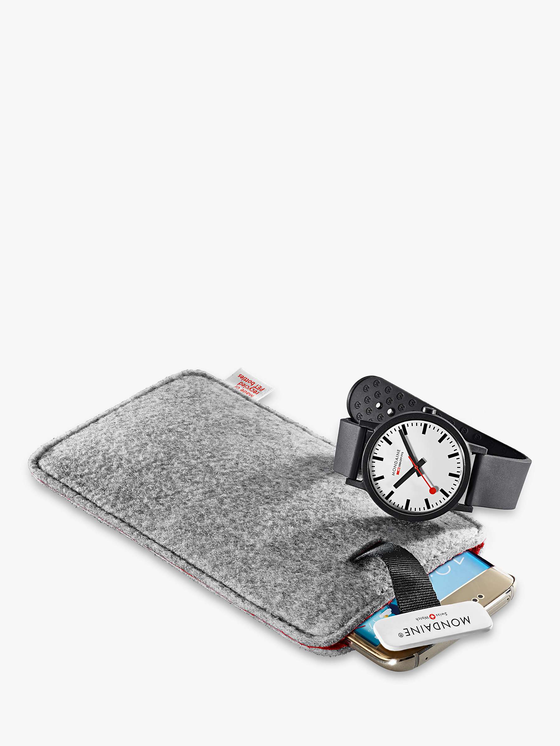 Buy Mondaine MS1.32110.RB Unisex Essence Rubber Strap Watch, Black/White Online at johnlewis.com