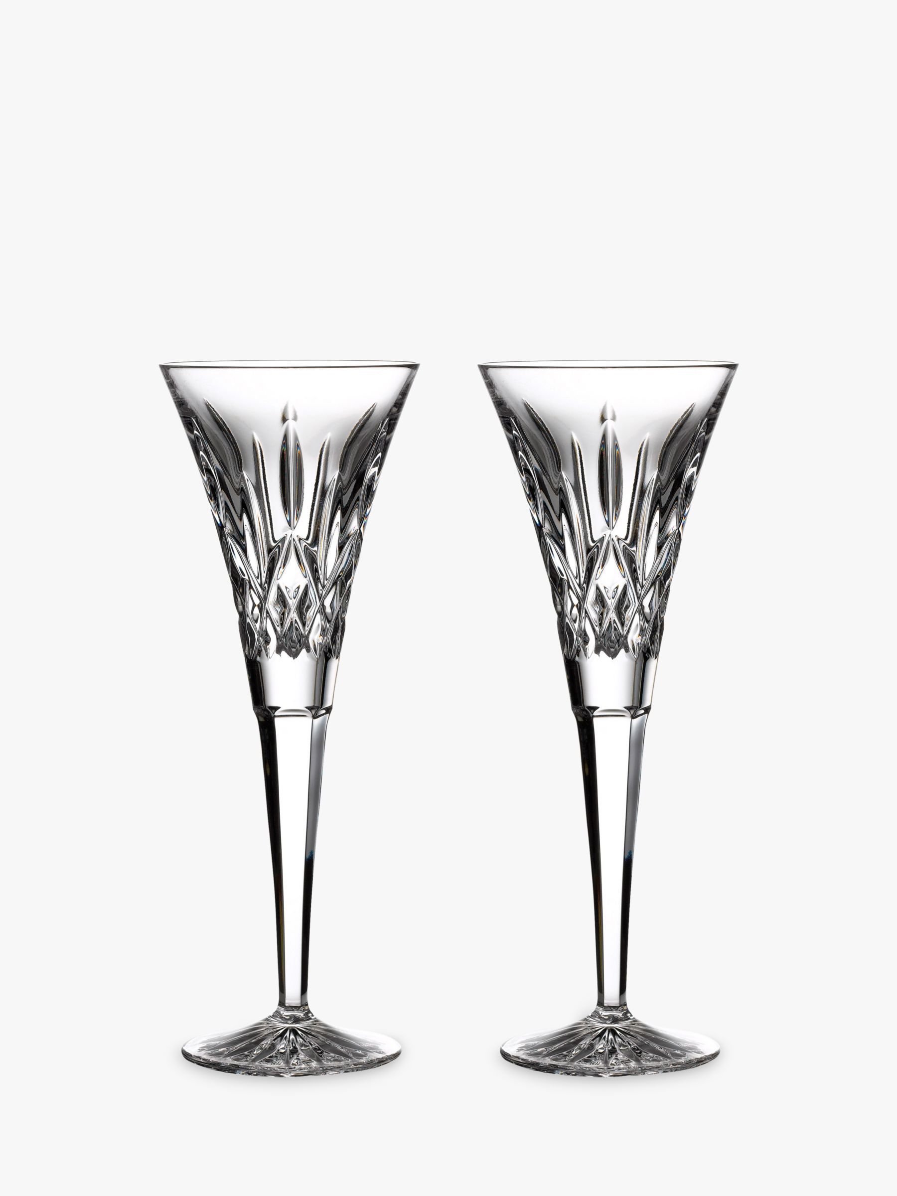 Waterford Crystal Cut Glass Lismore Toasting Flutes 190ml Set Of