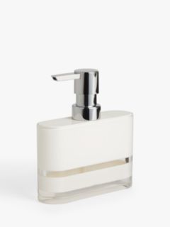 John Lewis Block Stripe Soap Dispenser, White