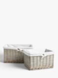 John Lewis Willow Lined Storage Baskets, Grey, Set of 2