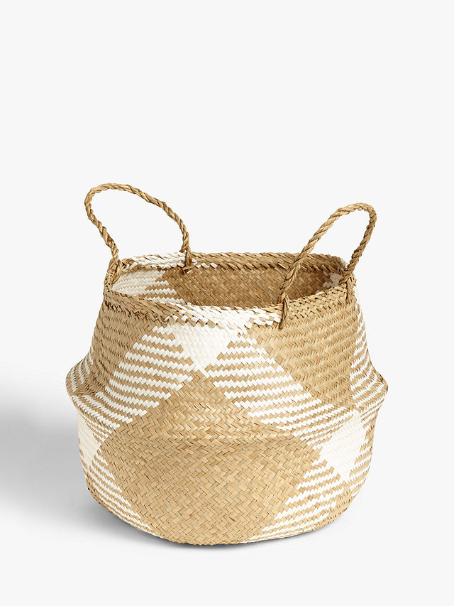 John Lewis White Pattern Seagrass Basket
