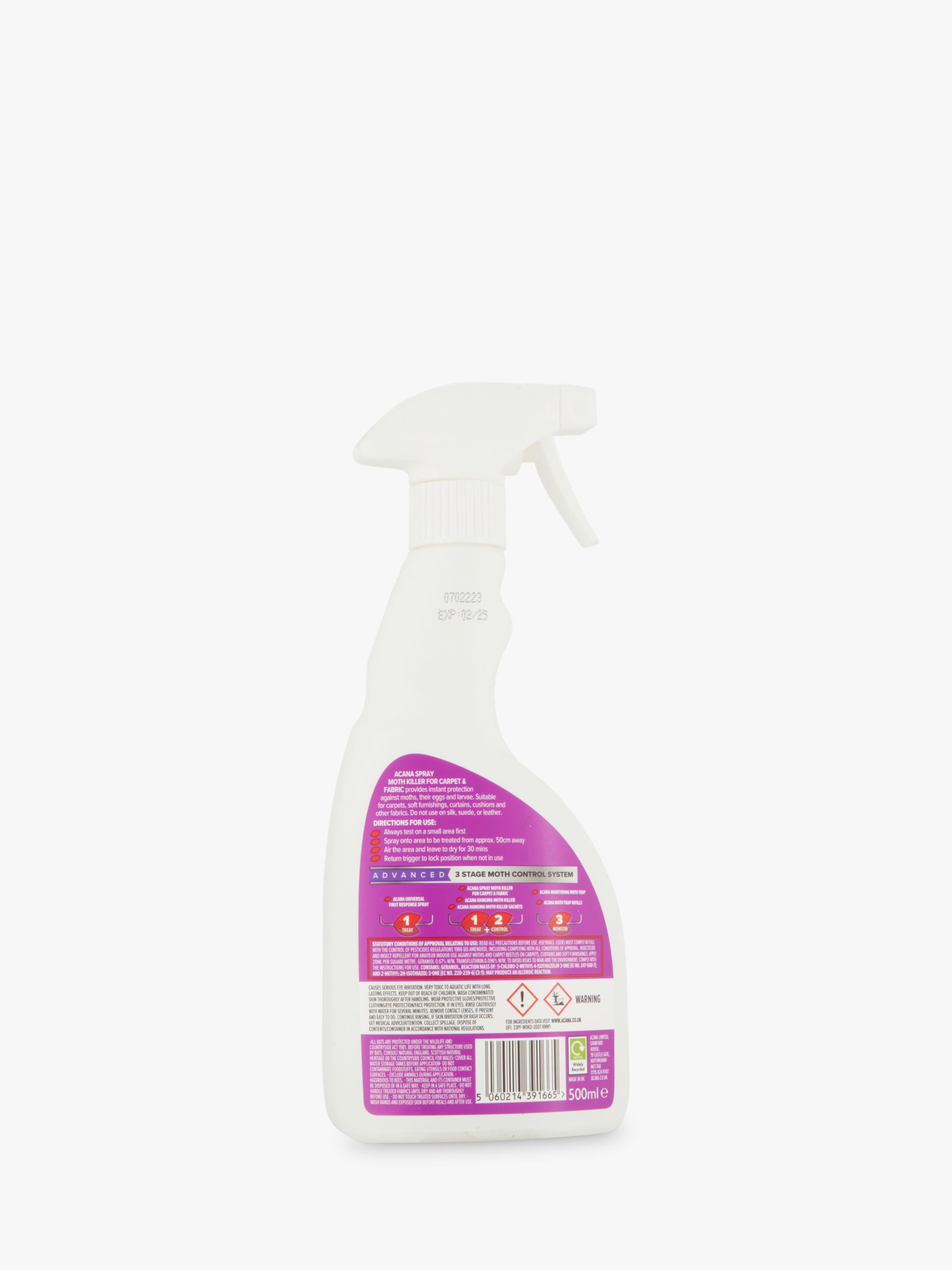 Carpet and Fabric Moth Killer and Freshener Spray Acana 500ml Lavender  Fragrance