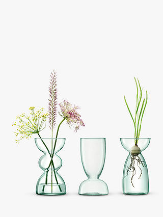 LSA International Canopy Trio of Recycled Glass Vases, H13cm, Clear, Set of 3