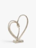 John Lewis & Partners Two Hearts Sculpture, Silver, H42cm