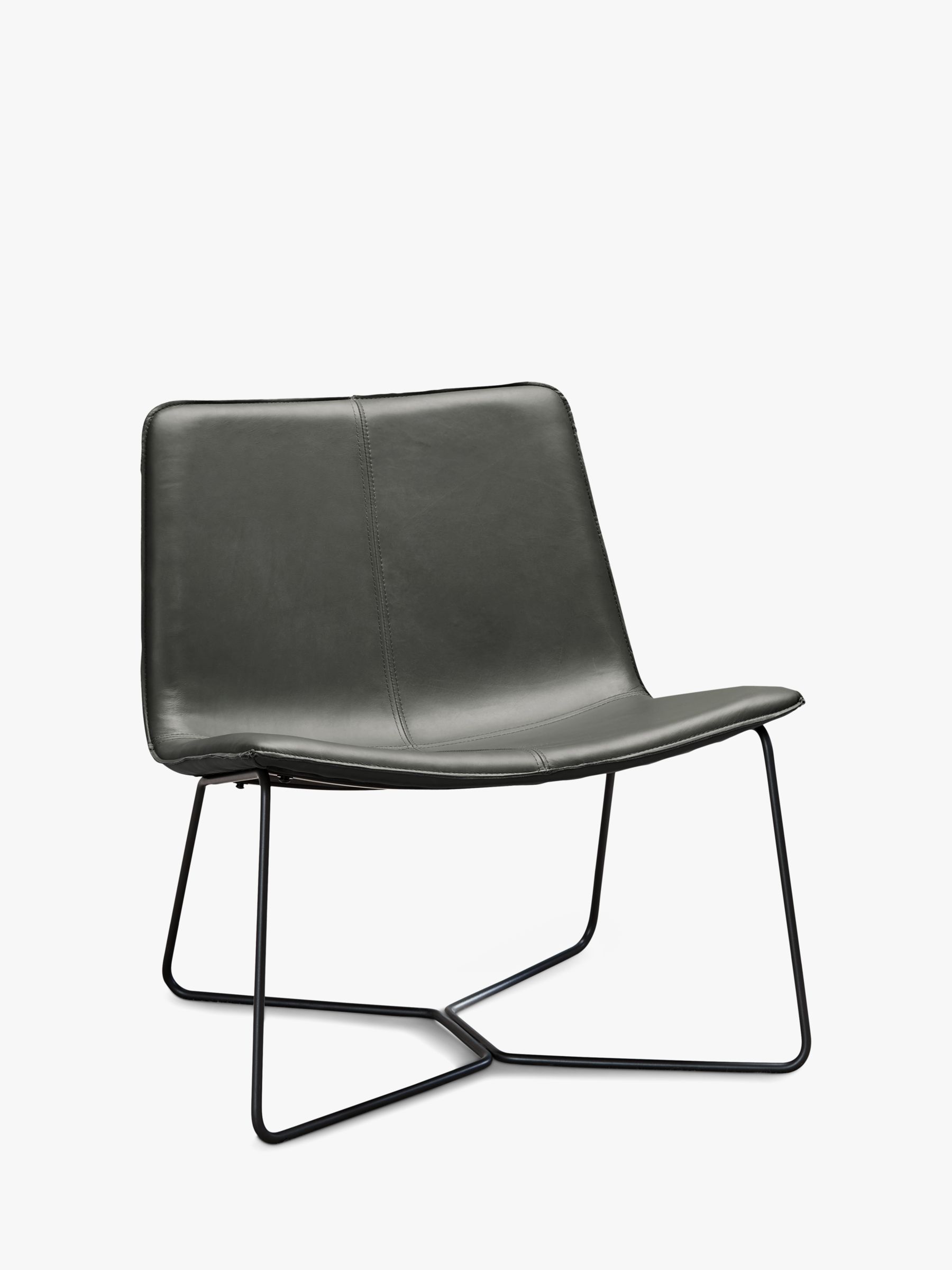 west elm Slope Lounge Chair, Fog Leather at John Lewis & Partners