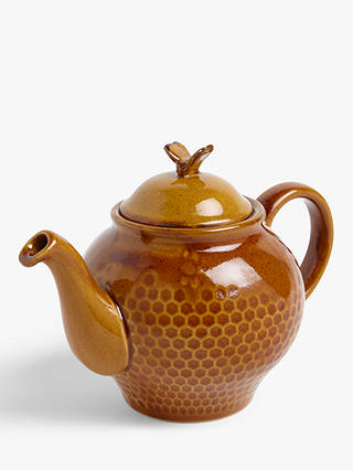 John Lewis & Partners Honeycomb Bee Teapot, 950ml, Brown