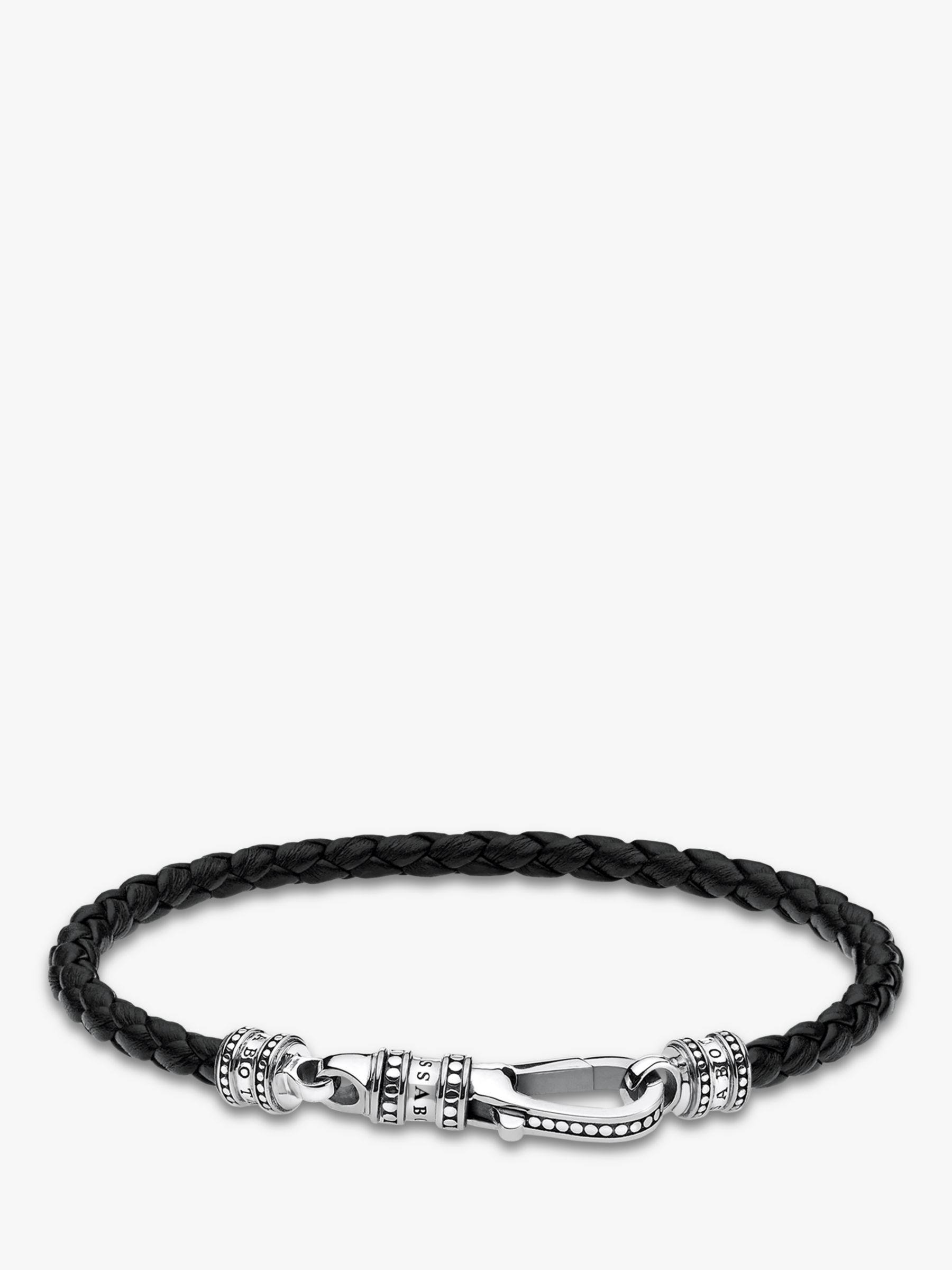 THOMAS SABO Men's Rebel Woven Leather Bracelet, Black/Silver
