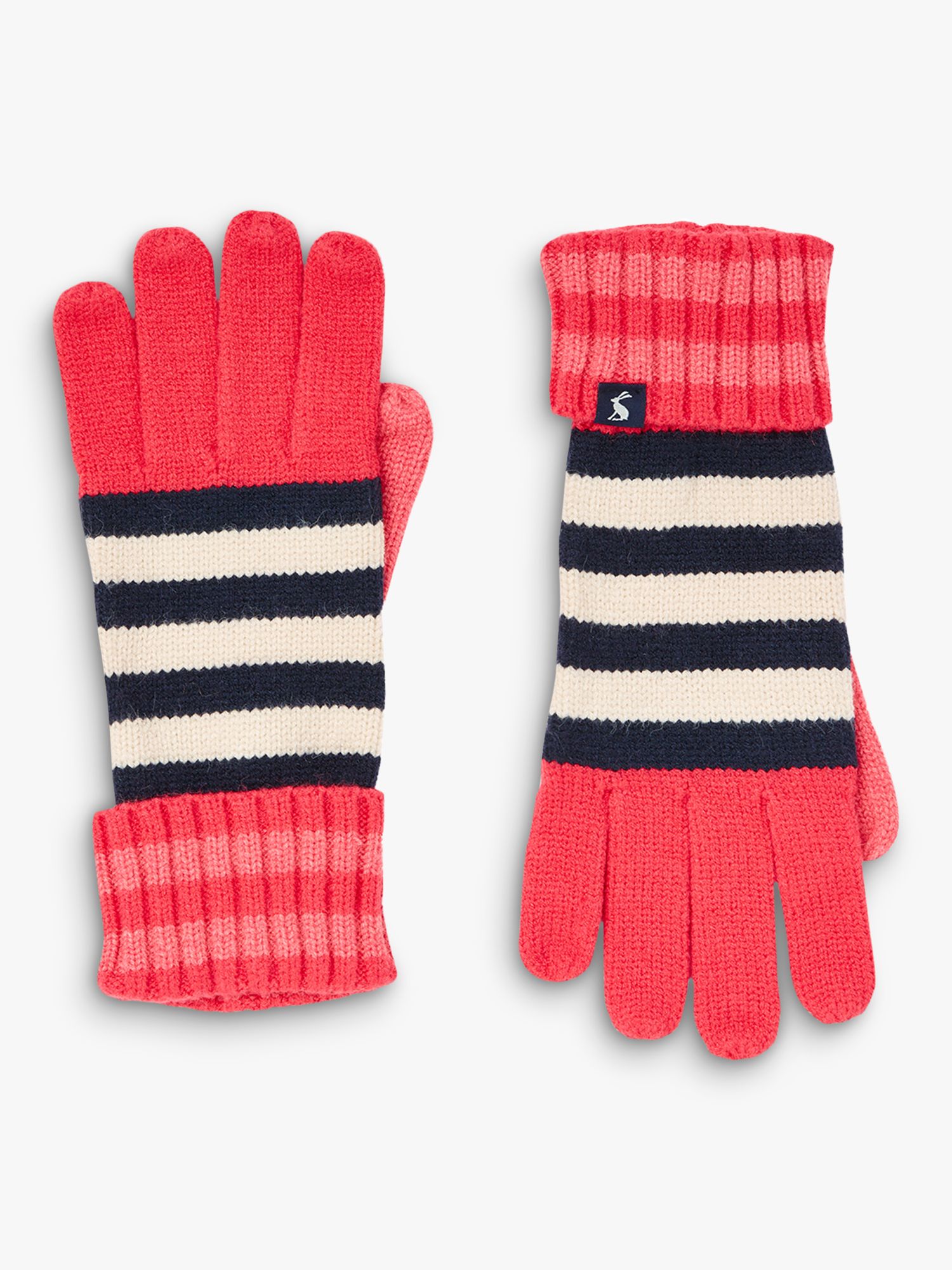 Joules Chillaway Stripe Gloves, Red/Multi
