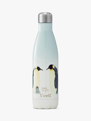 BBC Earth Penguins S'well Vacuum Insulated Drinks Bottle, 500ml, Blue/Multi