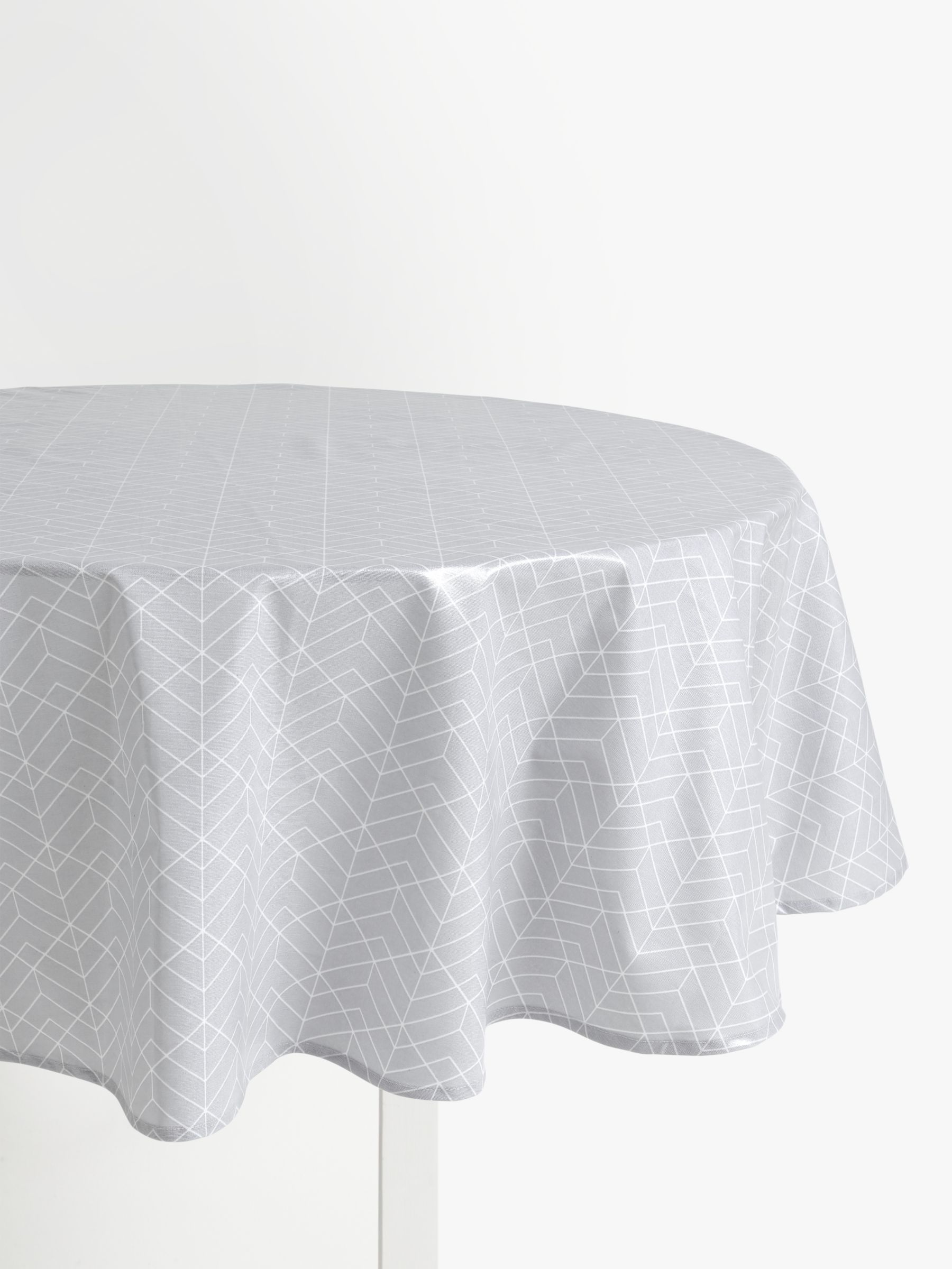 John Lewis Partners Wipe Clean Pvc, Grey Round Tablecloth