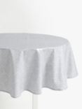 John Lewis Wipe Clean PVC Geometric Print Round Tablecloth, Pale Grey, Dia.180cm