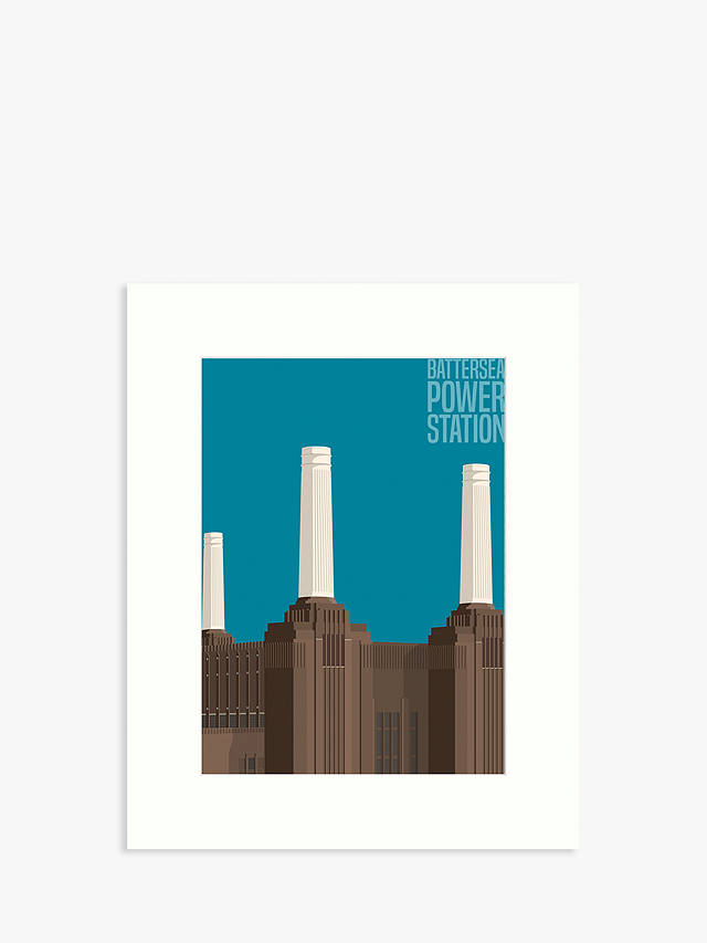Battersea Power Station London Unframed Print, 50 x 40cm, Blue/Brown