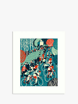 Eliza Southwood - 'Le Tour 1' Cycling Unframed Print, 50 x 40cm, Blue/Red