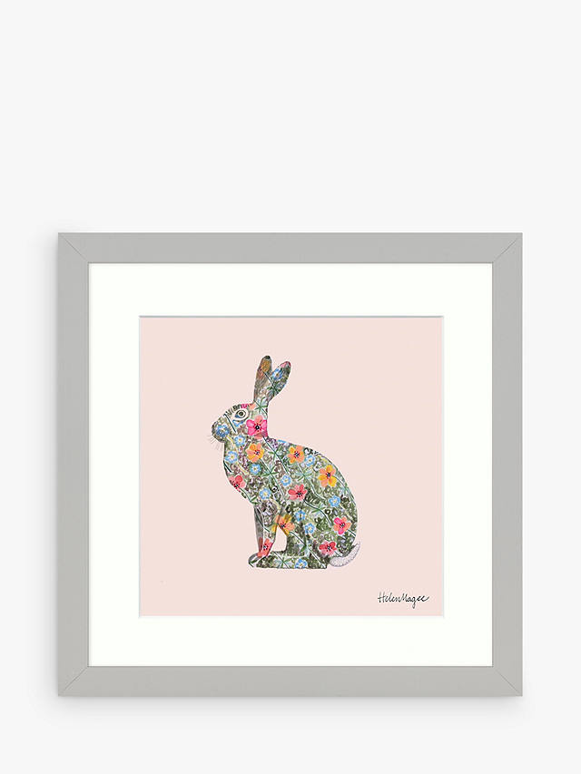 Helen Magee - Hairy Fruit Hare Framed Print & Mount, 33.5 x 33.5cm, Pink/Multi