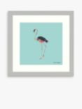 Helen Magee - Hairy Fruit Flamingo Framed Print & Mount, 33.5 x 33.5cm, Blue/Multi