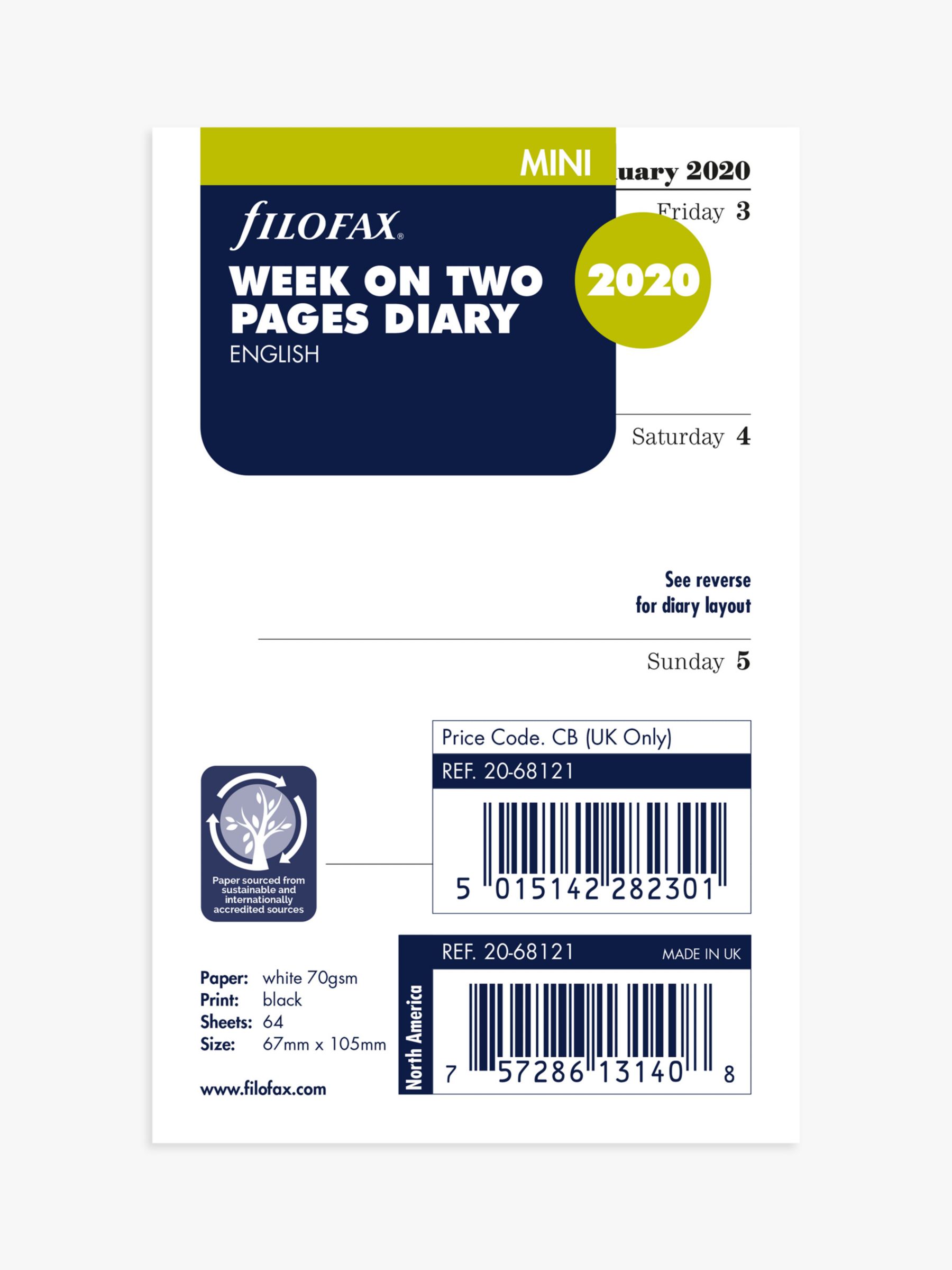 Filofax Mini Week on Two Pages Diary Insert 2020 review