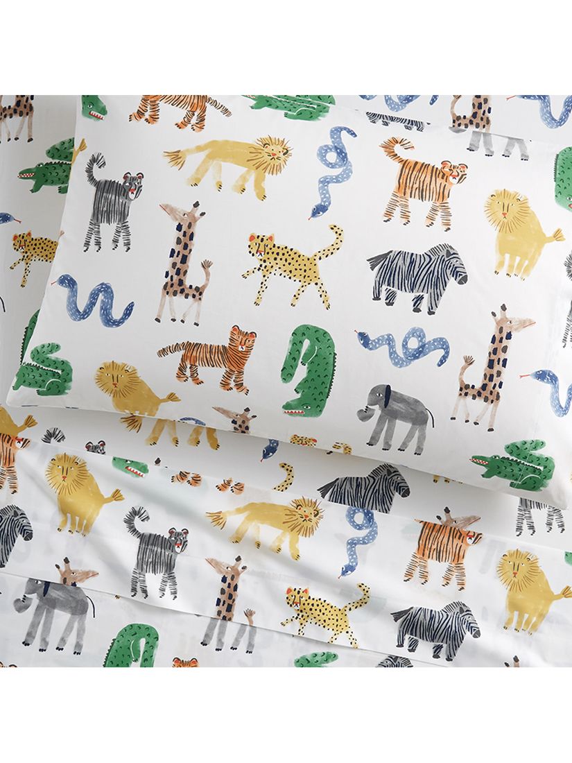 Pottery Barn Kids Cotton Silly Safari Sheet And Pillow Case Set