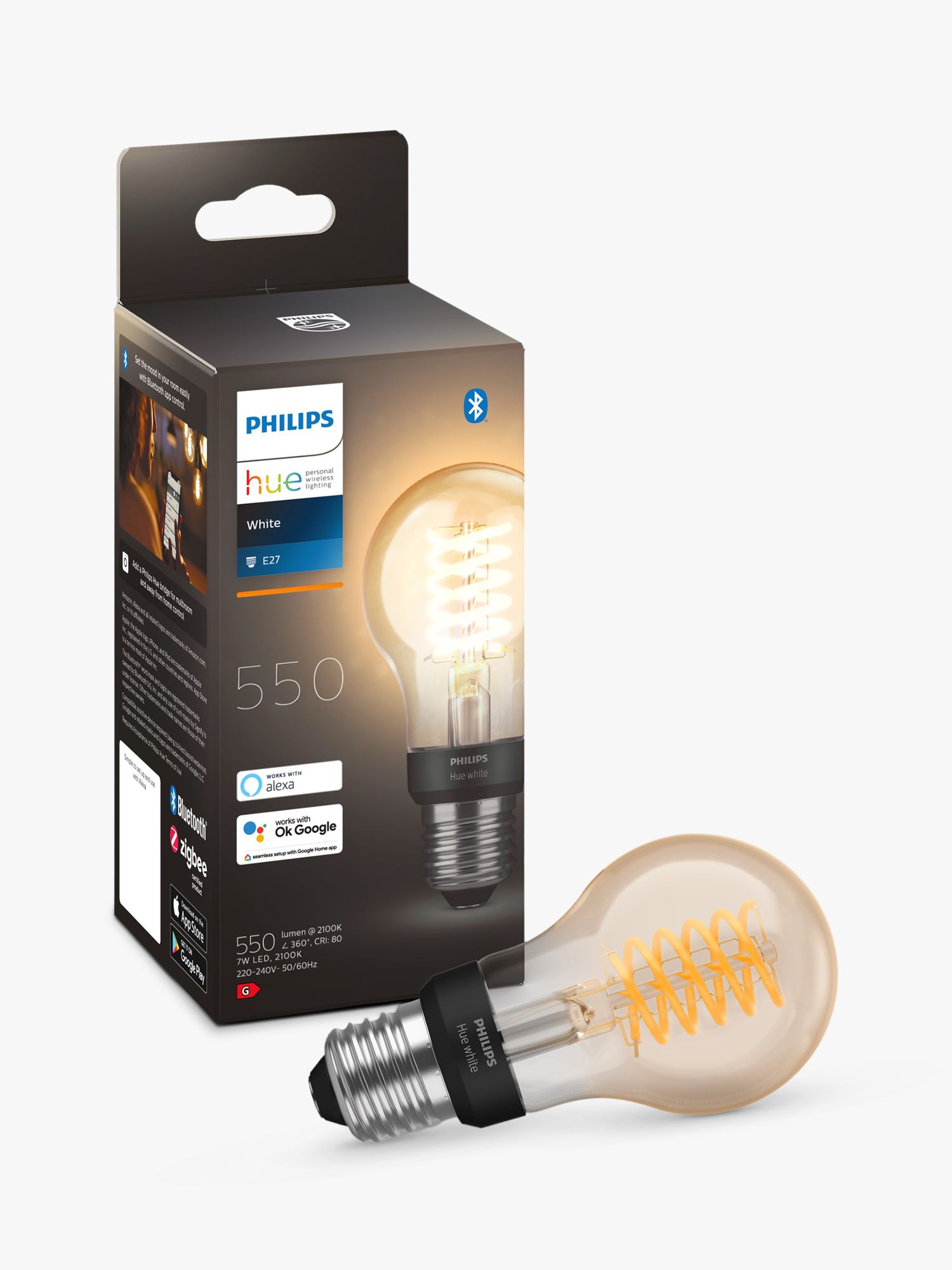 Photo of Philips hue wireless lighting white 7w es led dimmable smart classic filament bulb a60 e27