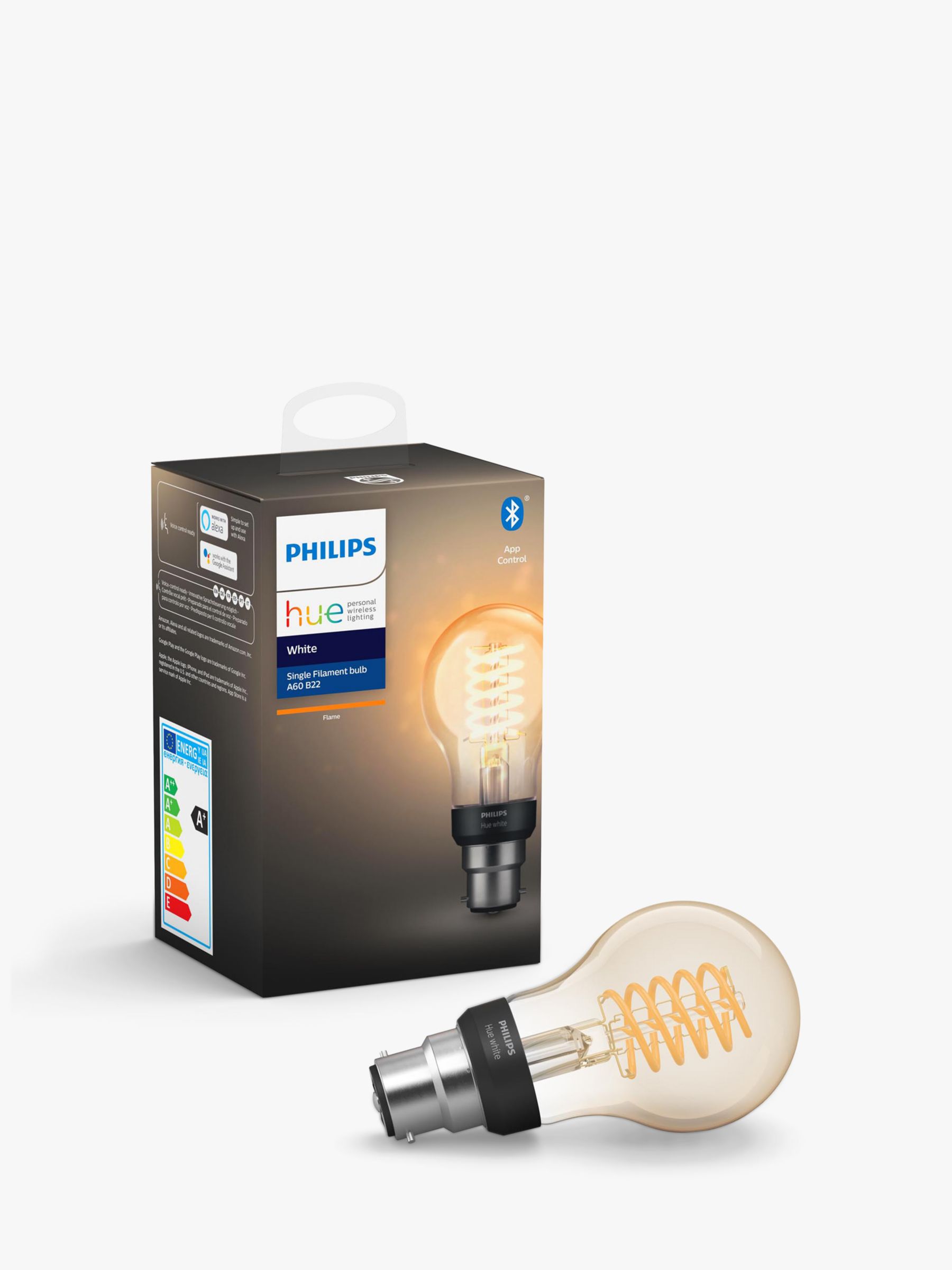 Philips Hue White 7W B22 LED Dimmable Smart Classic Filament Bulb with