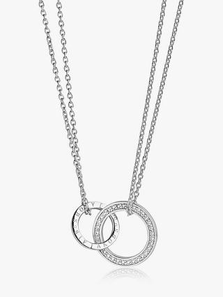 Sif Jakobs Jewellery Cubic Zirconia Double Ring Pendant Necklace, Silver