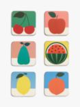 EAST END PRINTS Cork Backed Fruit Design Coasters, Set of 6, Multi