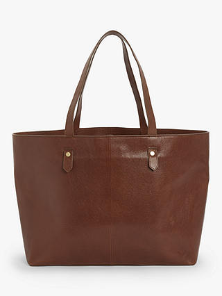 John Lewis & Partners Leather East/West Tote Bag, Tan