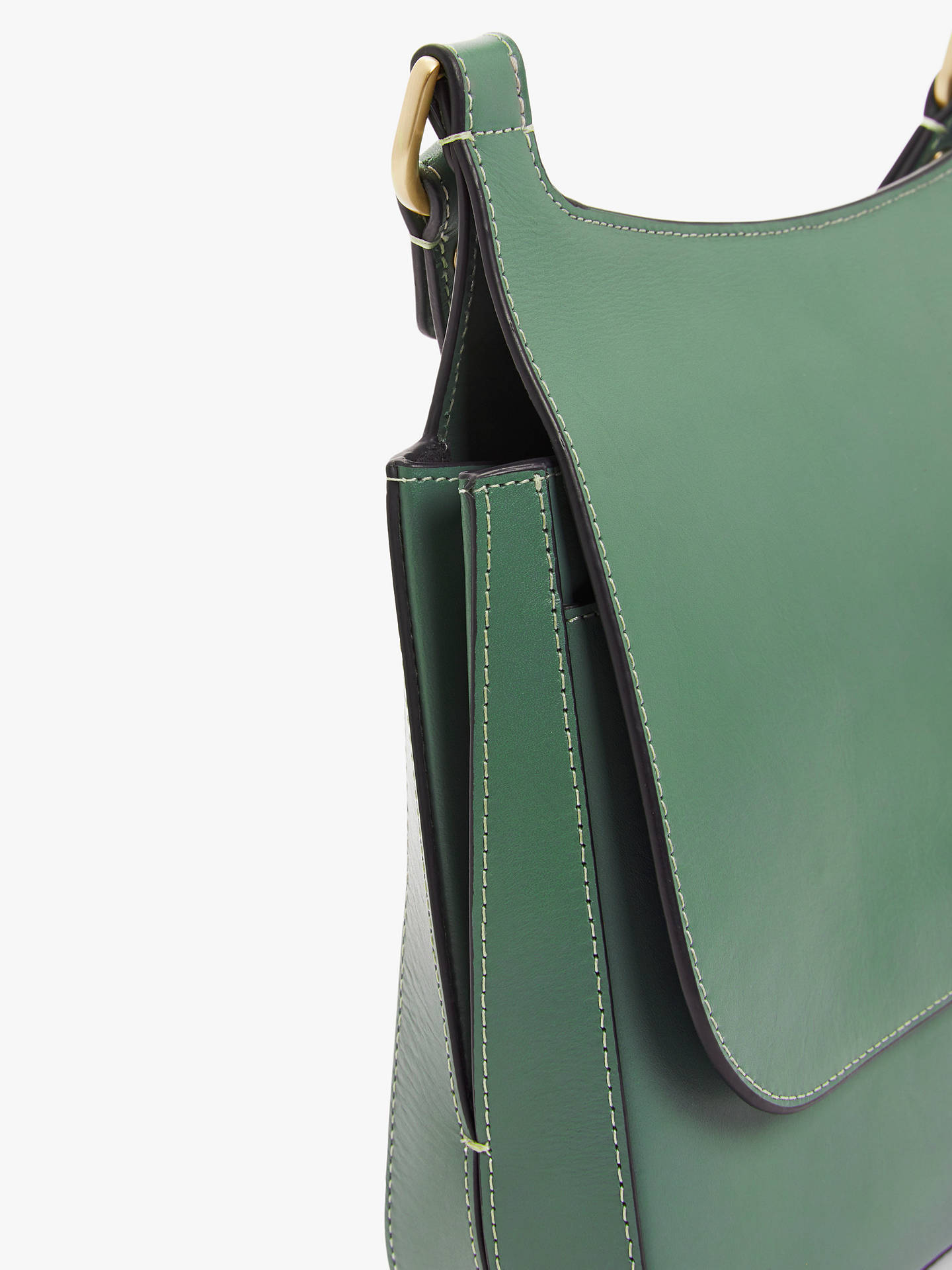 John Lewis & Partners Leather Messenger Cross Body Bag, Green at John ...