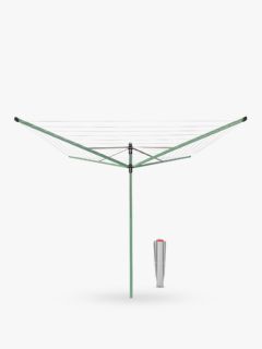 Brabantia Lift-O-Matic Rotary Clothes Outdoor Airer Washing Line with Ground Spike, 50m, Leaf Green