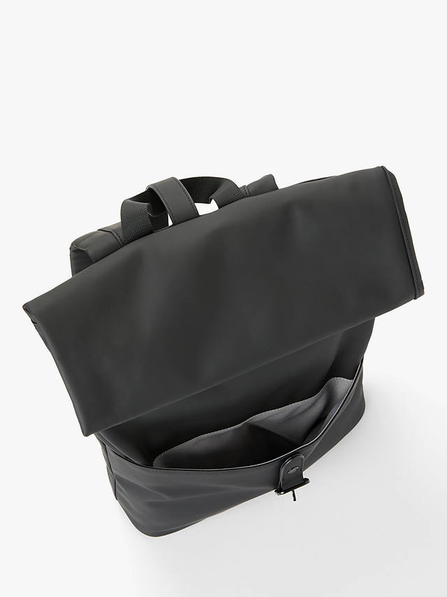 John Lewis Vancouver Water Resistant 15" Laptop Roll Top Backpack, Black