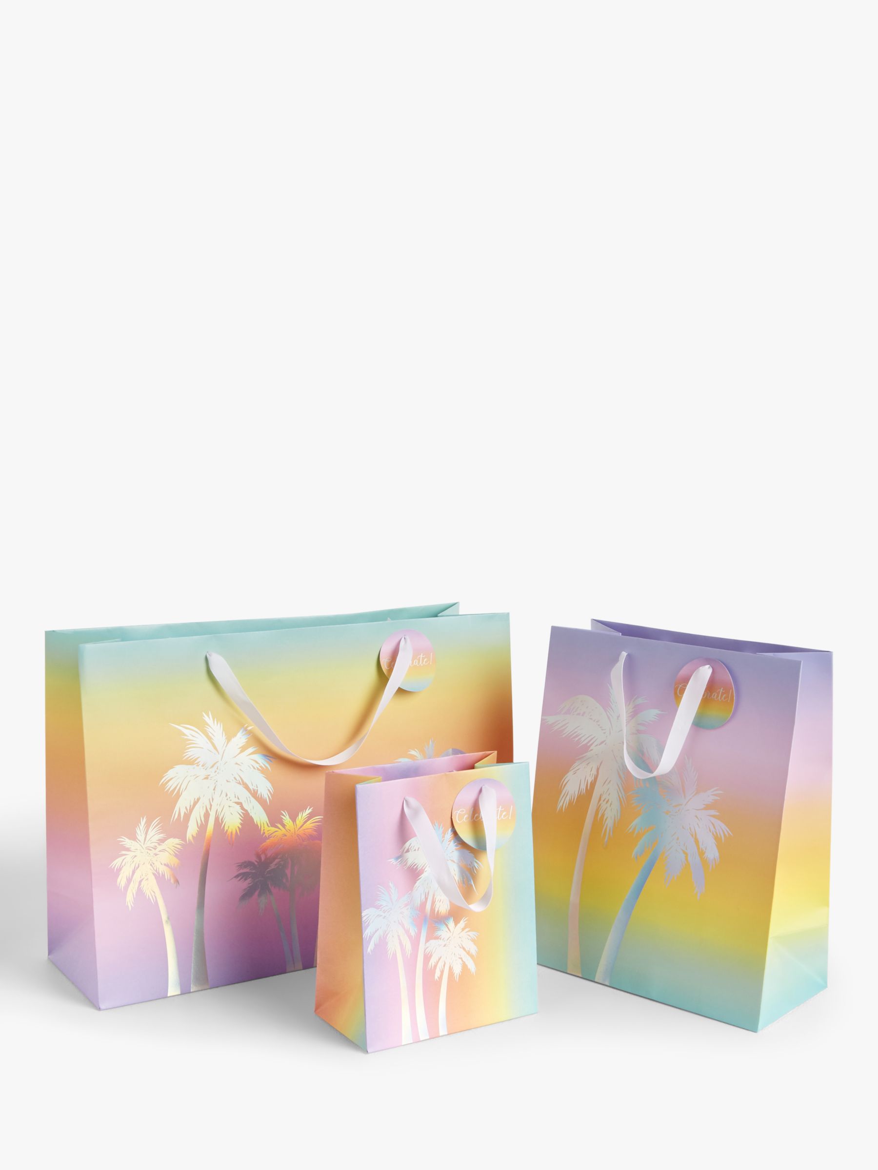 John Lewis & Partners Holographic Palm Trees Gift Bag