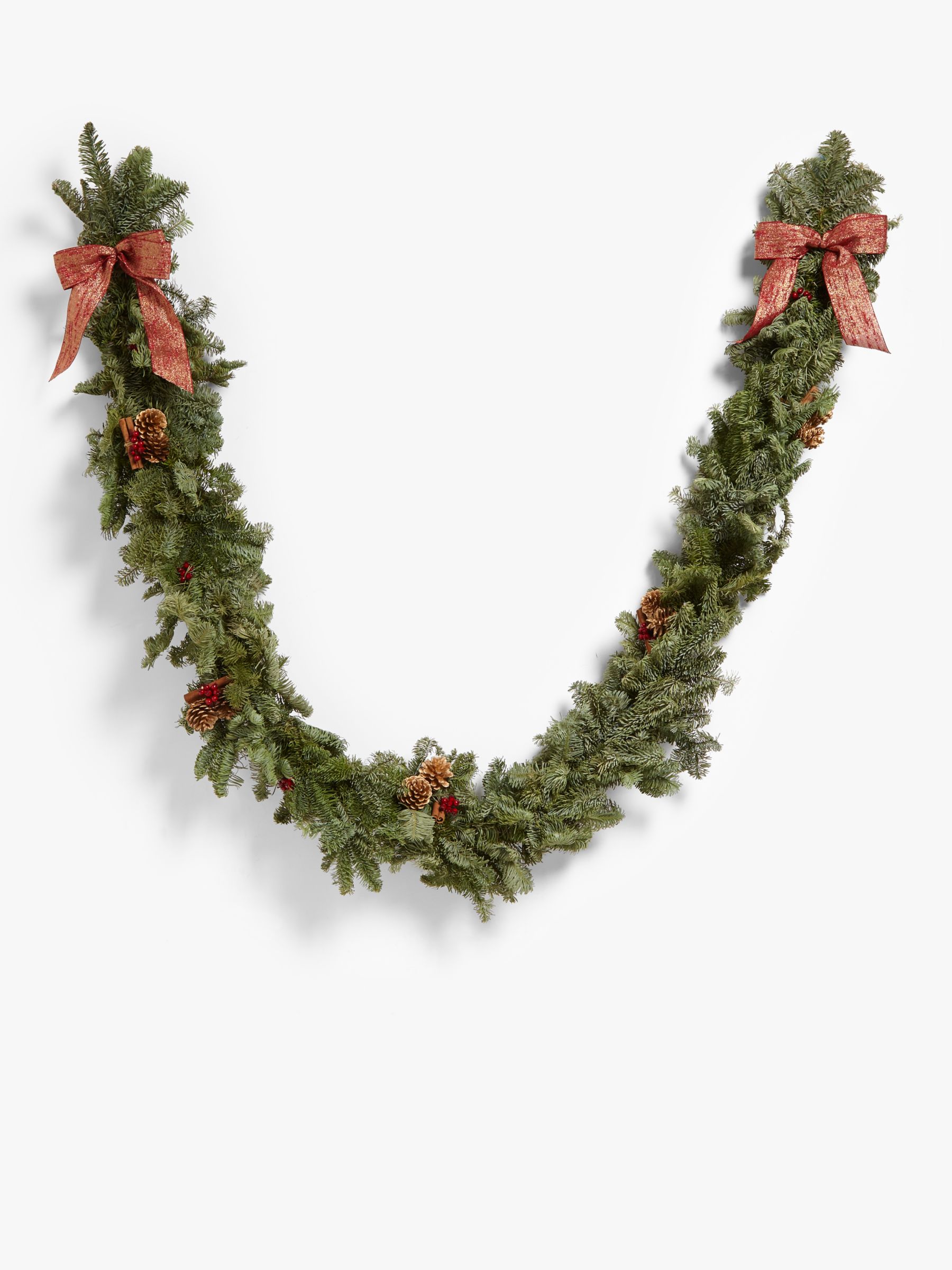John Lewis & Partners Traditions Real Garland, Red, 2m