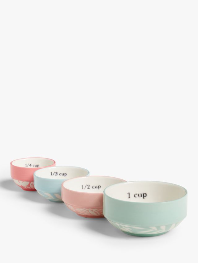 Set of 4 Pastel Colored Nesting Stoneware Measuring Cups from Now