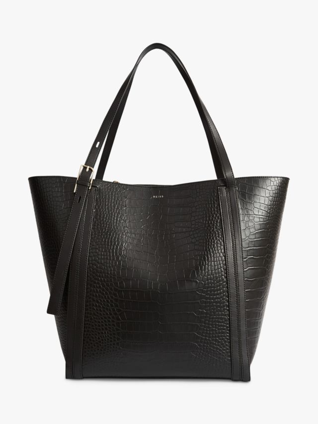 Reiss Allegra Leather Tote Bag Black