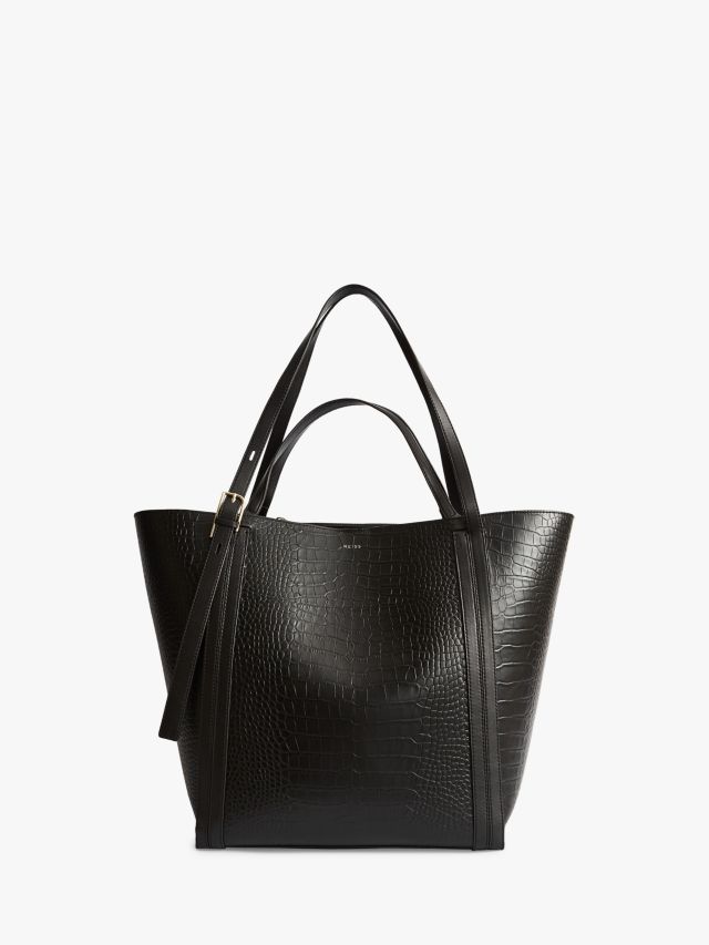 Reiss Allegra Leather Tote Bag Black